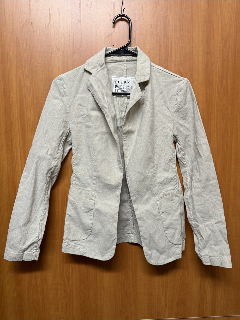 Frank & Eileen Dublin Blazer Cream Ivory Open Front Patch Pocket